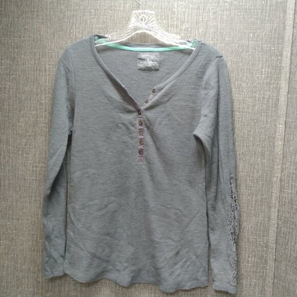 SONOMA Waffle Knit Thermal Long Sleeve Top Gray SZ S - Picture 1 of 6